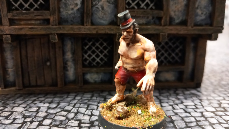 This 3D printed mini from lost heresy is a great Mr Hyde. Chuffing on his cigar in a top hat.