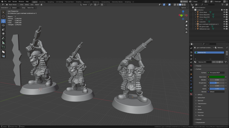 Gun needed to be more chunky and slight tweak to pose to close some hard to reach areas. painting should be easier now.