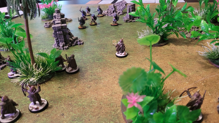 The Amazons wisely keep their distance while the Atlanteans rush in.