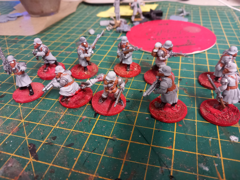 Prussian infantry made from a mix of ww2 Germans that I'm never going to use and bulldog brit pieces 