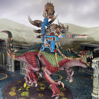 The Seraphon Leader, Saurus Oldblood on Carnosaur