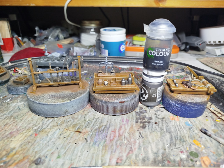 Base coat and wash the irons