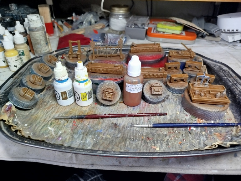 Wash the wood with a mix of these paints, and water and Medium