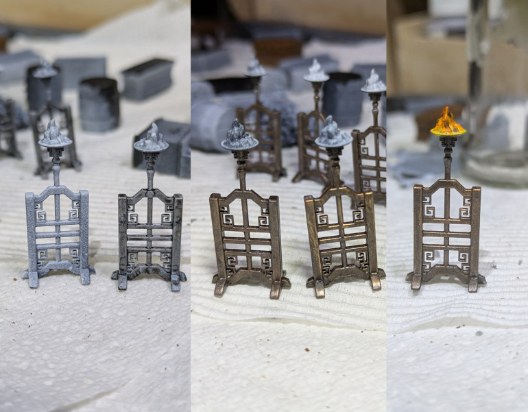 zenith, black wash, hvy d'brush Tinny Tin, D'brush Bronze, FIRE!, White, Yellow, Flouro Red smoked with Black wash