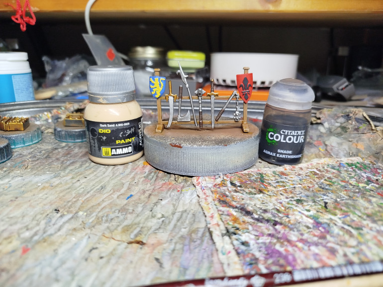 Drubrush and then wash, and maybe drybrush again, to personal taste