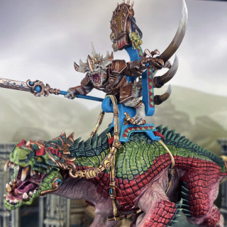 The Seraphon Leader, Saurus Oldblood on Carnosaur