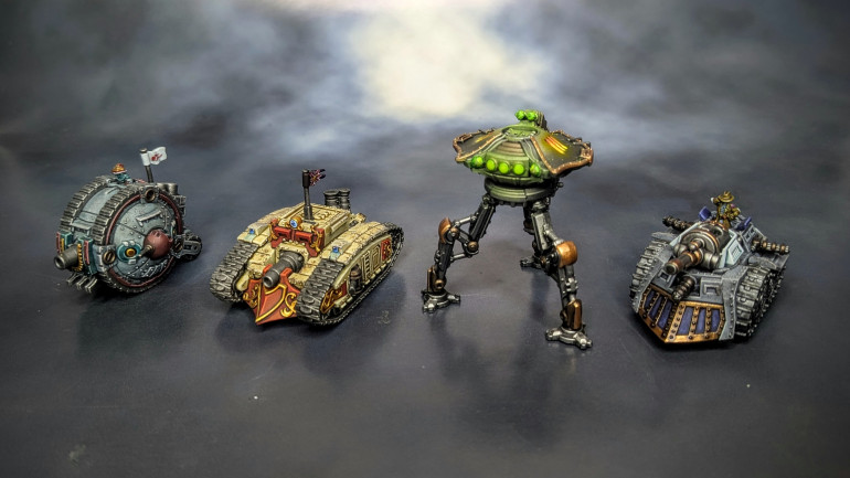 Some size comparisons between the four factions so far.