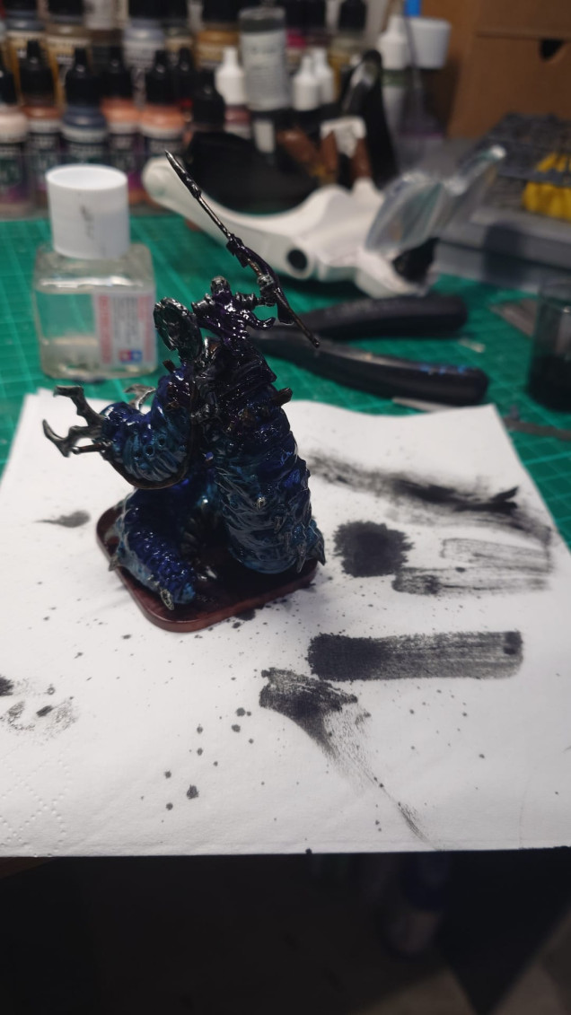 So I then slapped on the oil wash and then left it for a few hours.