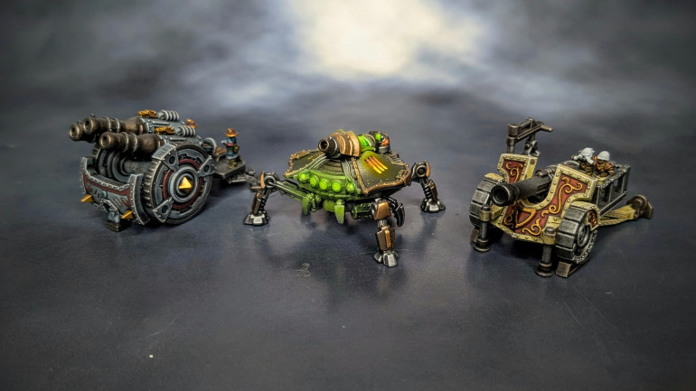 Some size comparisons between the four factions so far.