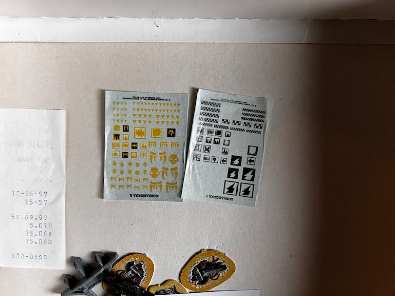 The original decals are still in the box as is the receipt. $70 for a big boxed game seems awfully cheap but it was 1997.