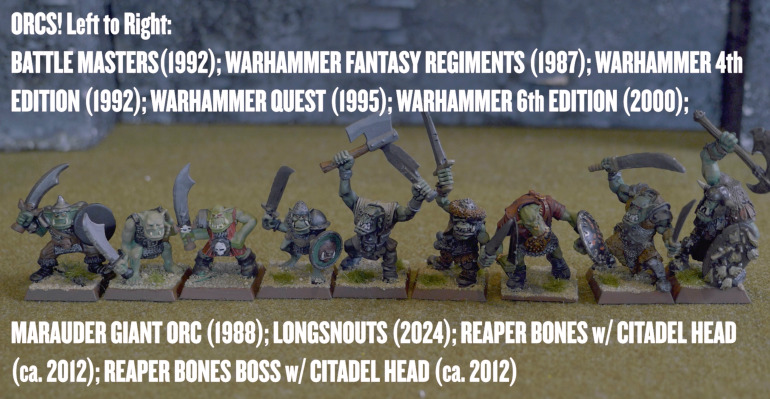 The Longsnouts are a bit on the larger side, which shouldn't be an issue if you are using 30mm bases, but as we are firmly stuck in the past, they are a bit hard to rank up on our 25mm bases. If we get them again, we'll try to have them printed at 90% scale to see if they fit a bit better on ye olde 25mm base.