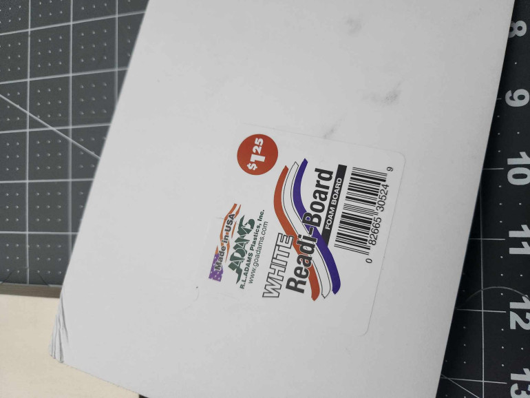 Decided to go with cheap Dollar-Store foamboard. Good for the price and one sheet covered five tiles worth of pieces.