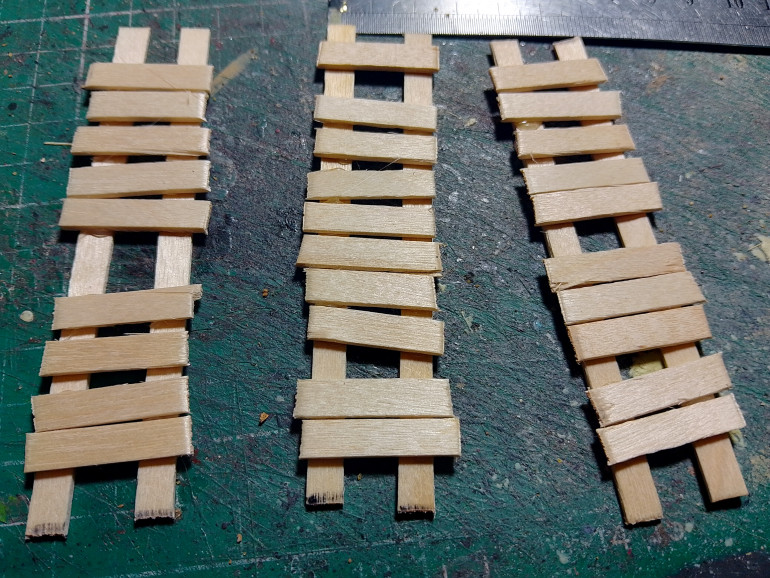 Needed some bridges to join areas together so once again used the trusty Greggs coffee sticks and a glue gun to make these