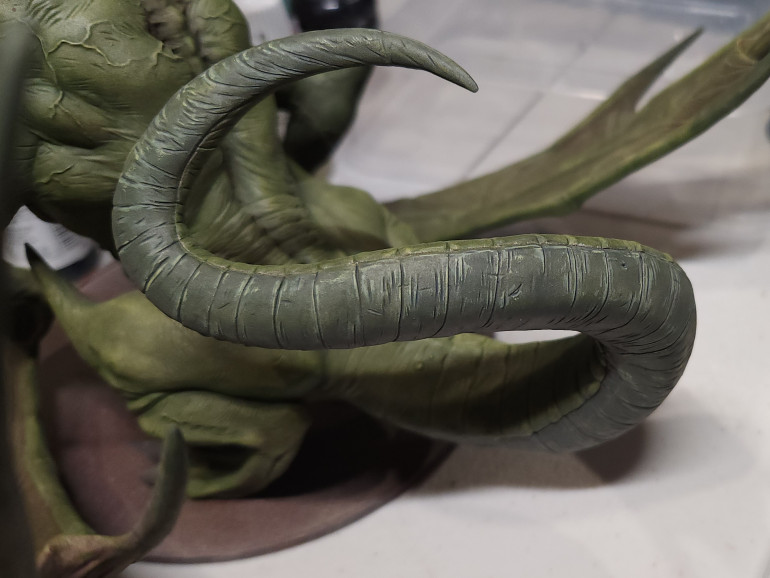 Highlights started on the tail's underside skin. 