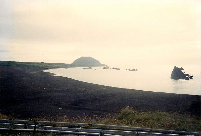 Mt Suribachi viewed from the beach at the north end of the island. 