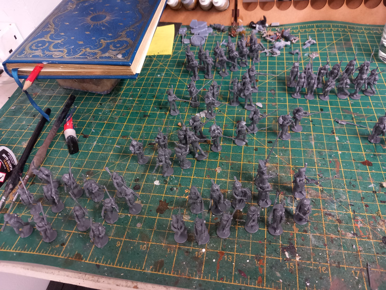 At salute I got the two different flavours of perry plastic Spanish troops. I got to work assembling and figuring out what units I can make for shakos and bayonets 