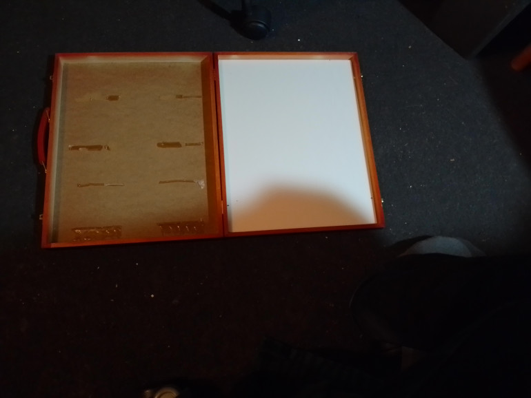 This old wooden pencil box was being thrown away so i liberated it, thought it may be a cool way to make an easily storable game board