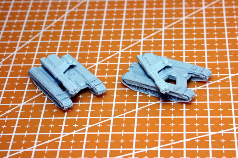 The tank chassis were Ok, but I could not use the other turret, so used the flame-thrower for both. 