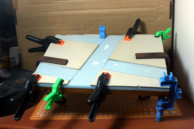 Base made out of XPS foam and cardboard.