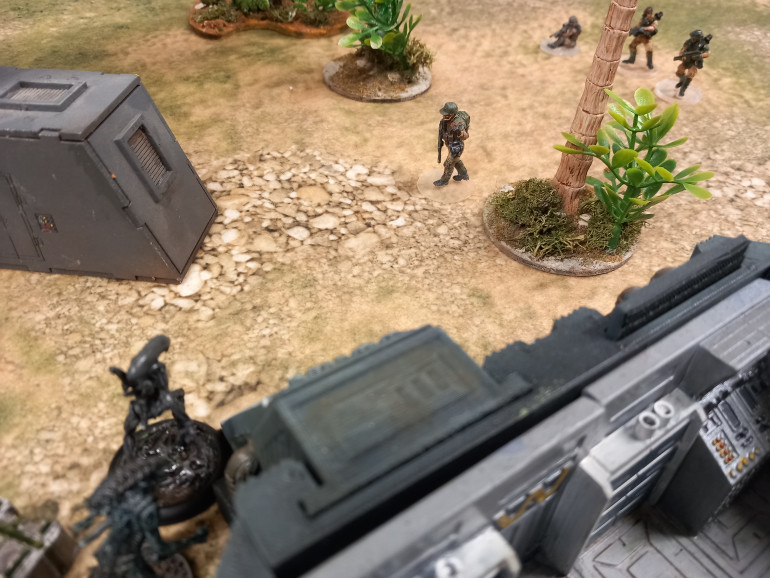 Armstrong takes the lead as extra contact markers appear close by. Hus proximity triggers the xeno spawning giving the rest of the squad some targets 