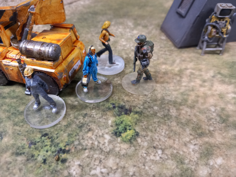 On the other flank Armstrong spots movement in a colony vehicle and inside are three locals dispatched from the nearby colony complex to get help. Telling them that the cavalry has now arrived he leads them to the dropshot pick up point.