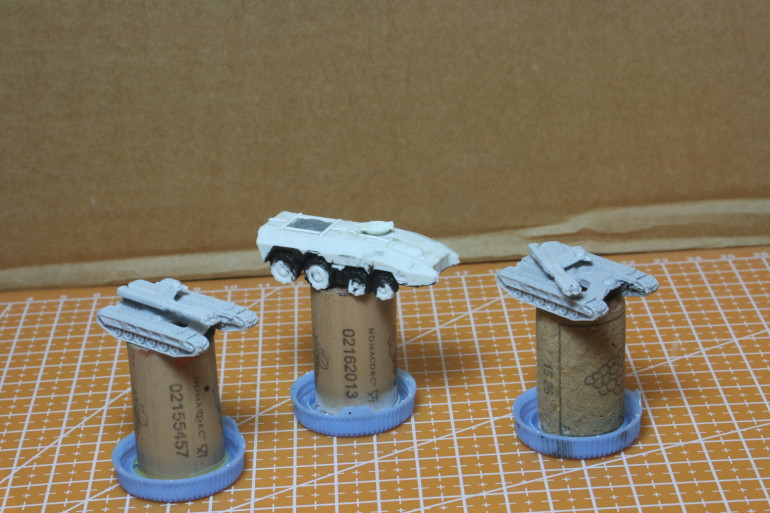 Military vehcles cleaned up and ready for priming.
