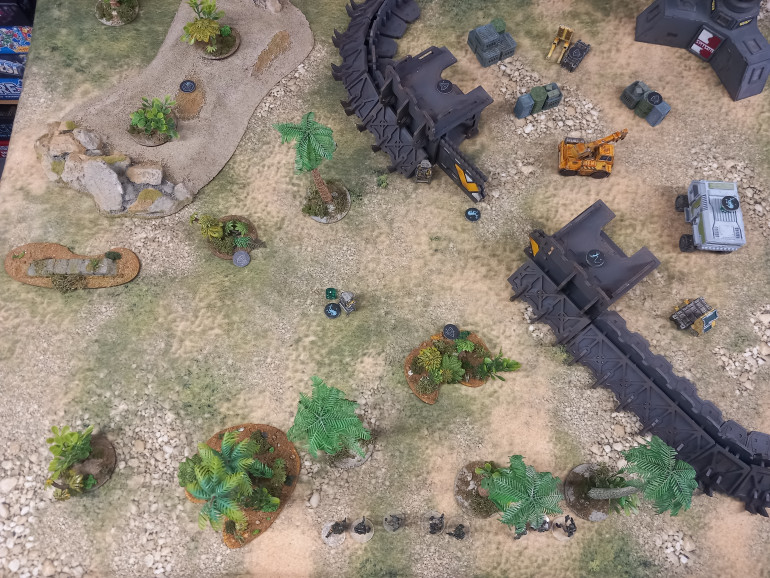 After receiving Intel from the previous mission it's decided a scouting mission to the jungle settlement of Brierley's Post might shed more light on the infestation.  A number of signal tokens beep up on the recon teams motion trackers. The first they near is a member of the security team based at the post. He's found hiding in vegetation begging for help.