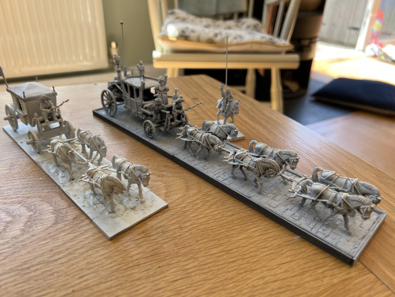 I’ve used wall paper on the base that was stuck down with carpet spray adhesive, the instant stick stuff. I’ve cannibalised heavily from the warlord games generals coach kit, warlord kindly cast up just the horses and limber bits. The gap filling went well enough as I can’t see the join in the die cast. 