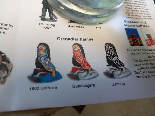 The head gear is a bit elaborate on these grenadiers. There was no way I was going to attempt thus level of patterning 