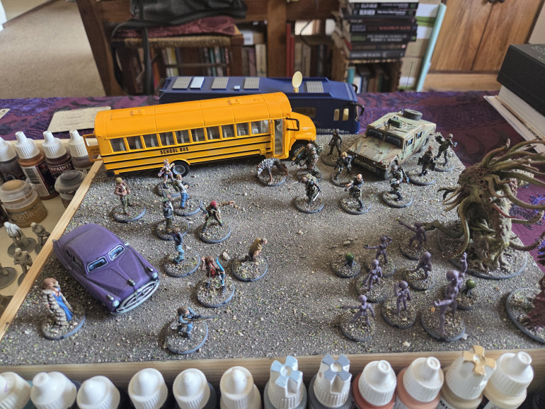 Everything I have now painted. For the two vehicles all I had to paint where the glass and a few details.