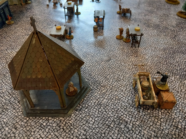 The mayor turning up ho read the riot act was ignored. Perhaps if he had to cross the board and has to be stopped he would be more in play. If he's stopped the Dragoons fail to turn up as quick. In our game only two player minis were still on the board when the cavalry arrived. The Dragoons spell the end of the game. Within 2 turns they pacified the board.