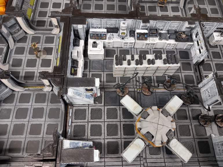 Voce sends her squad ahead but with the worse rolls ever they miss all their targets and she watches them get torn apart one by one. Last woman standing she hears the drop ship leave without her. They won't be back for three turns. Unfortunately she is Wounded by the surrounding aliens as the game ends. In my head cannon Sgt Beck returns with his squad and rescues her. She will opens one game in recovery. Beck will also have to spend the next mission in the bright for disobeying orders to rescue his friend. It will be up to Lt Armstrong to investigate Coney operations centre. Either two replacement characters.