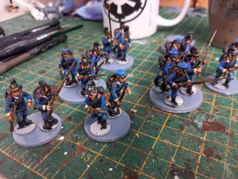 The perry plastic box set for Bavarian infantry. I put together a troop of minis. To do them justice I think two boxes are needed to get another troop and a jaeger unit