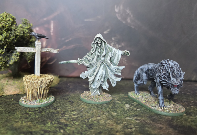 Some new models that i painted at the sametime. Ghost from Lucid Eye and the signpost and Bargjest from Crooked Dice.