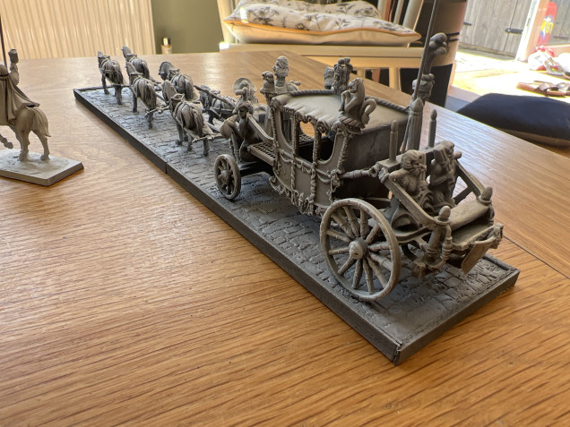 I can’t decide whether I should have someone stood or sat on the back rest with a rifle or something. Or whether there is enough going on already, especially considering a flag will be added to that banner pole. Thoughts anyone?