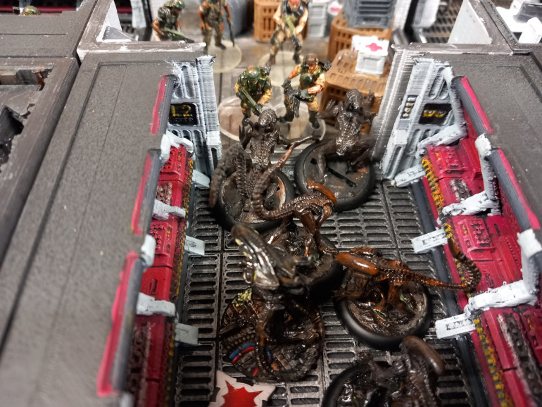 A mass of spitters launch an assault on the marines who do their best to hold them back while the switches are hit in the computer room. Mission complete Armstrong calls for evac and runs for the exit. Unfortunately the exit us compromised by more xenos who make short work of the civilians 