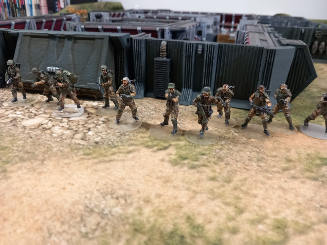 The original trio of heroes are back from recovery and RandR which skips a campaign turn. The next scenario will be number 6 and things will get more difficult. They are taking with them two fireteams with a smart gun.