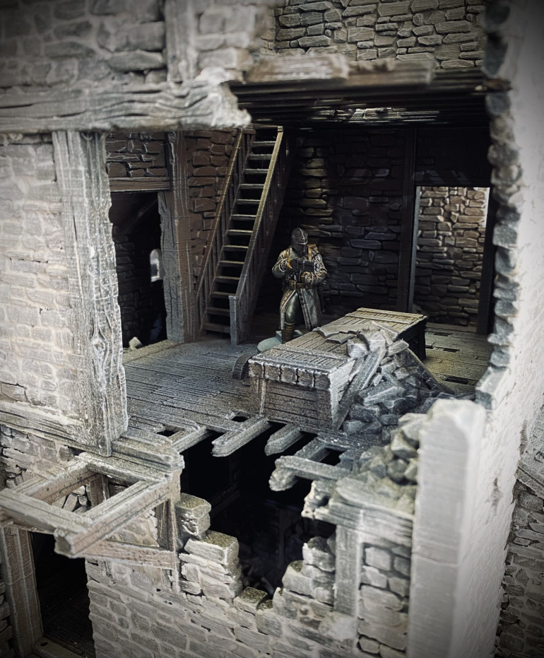 Interiors have to be accessible.  Again, trying to stick with muted tones to fit in with the figures if I can.  Woodwork and detailing still to be done.