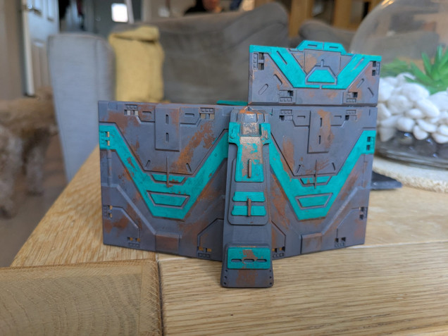 I then took my largest air brush cleaning tool, dunked it in water and started scrubbing back! At this point I realised I never put any steel colours into the layering so will be tweaking that as we go into full production.