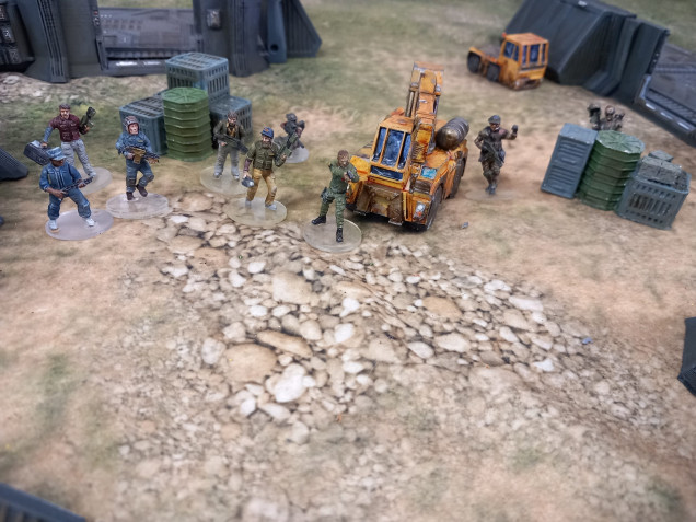 As the team moves up all movement from potential enemies move away leaving the area strangely quiet while blips continue to ping on the trackers.b