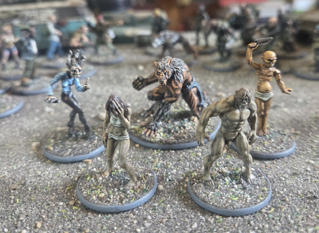 The final 5 DC models from my original unfinished project. A werewolf i bought many years ago at SALUTE (sorry do not remember company) and four zombie types from Hasslefree.
