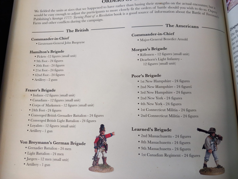 I'll start with the forces for the battle of freeman's farm from the blackpowder first edition. The box set covers the forces needed.