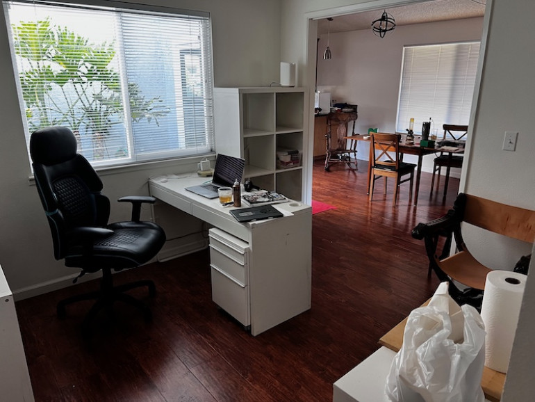 Looking from the hallway door toward dining room.