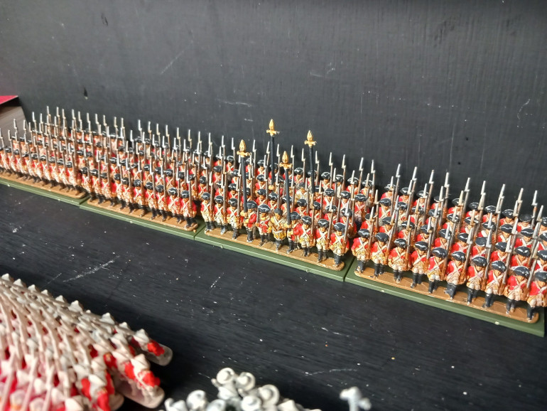 I'm starting with the red coats and managed to get three units done this week.
