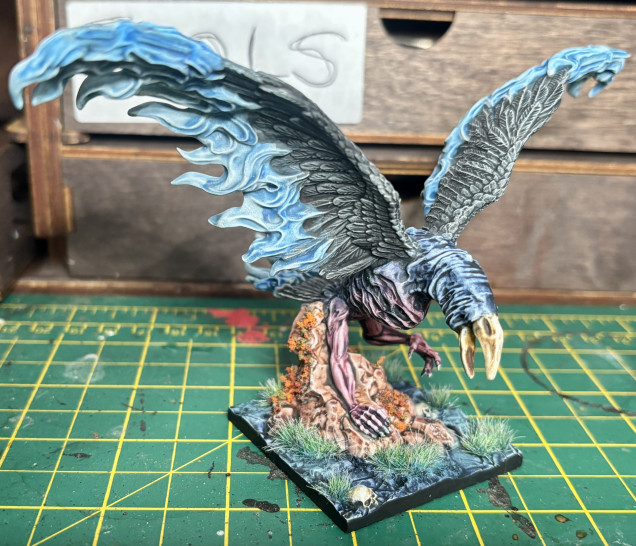 After a splash of Matt Varnish and some base tarting the freaky bird is done! 