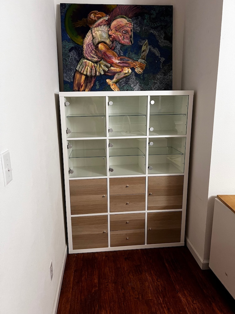Finished the cabinet in the alcove. My painting will move onto the wall next to it.