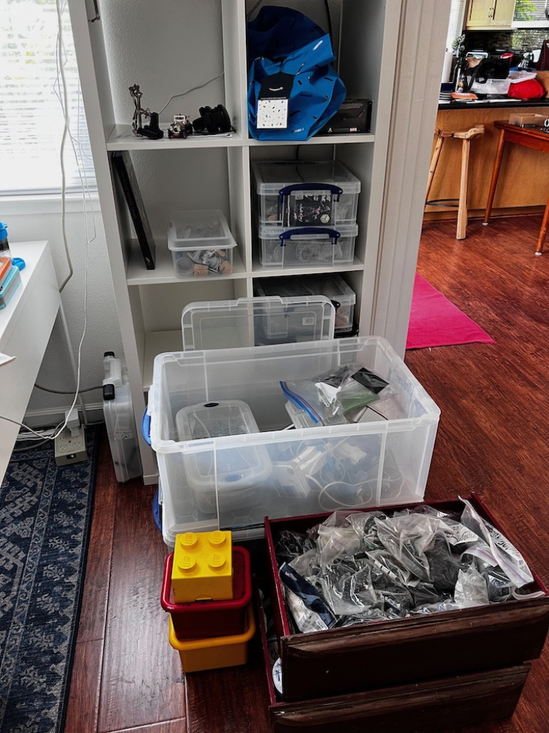 So many boxes and bins to sort and store.