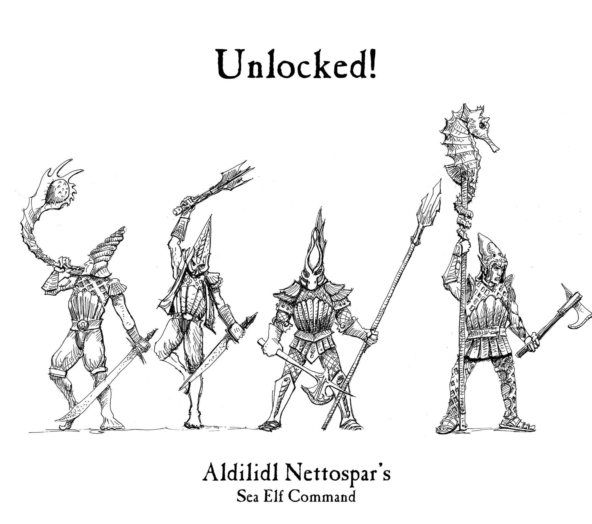 Sea Elf Command Group - Heavy Metal Hordes