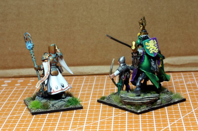 The warlock and knight are painted in acrylics, but the horse was painted in oils.