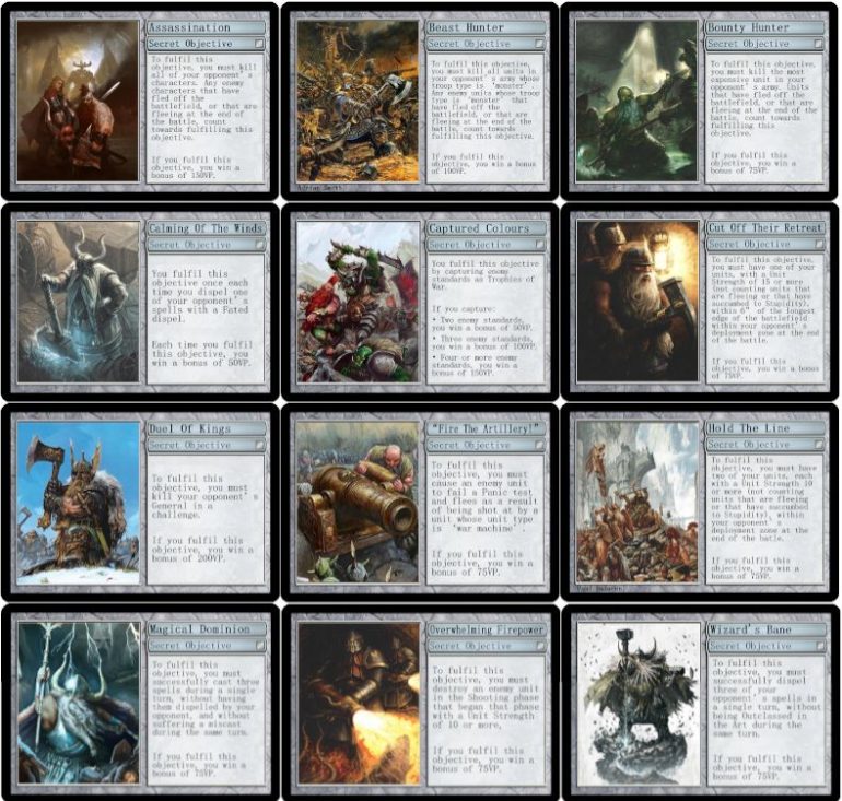 Matched Play Secret Objective Cards